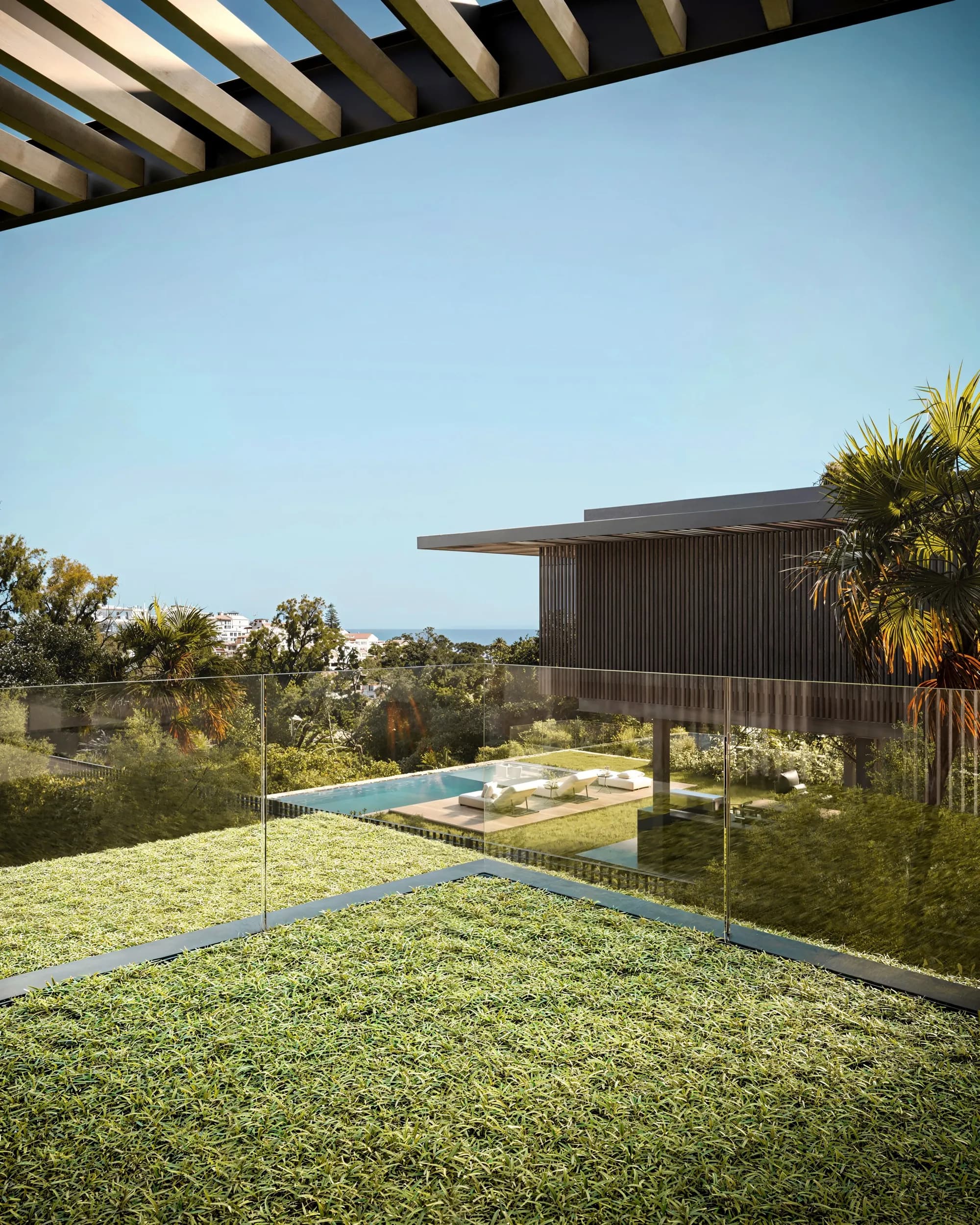 Cerquilla 57B obere Terrasse Poolblick